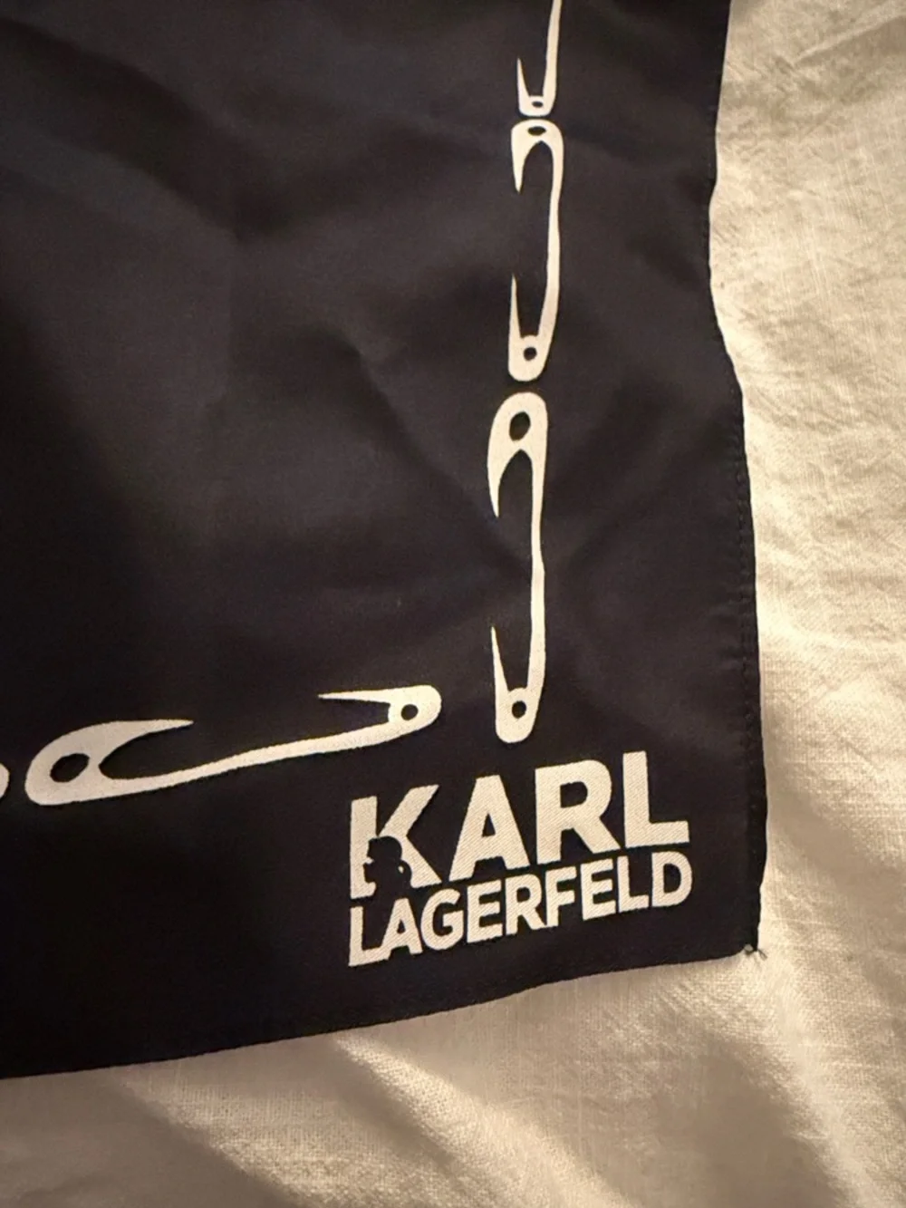 Karl Lagerfeld Paris Silk Safety Pins Black & White Square Scarf